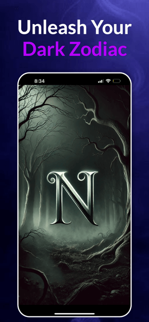 NightShade App Interface showing glowing N logo with mystical branches